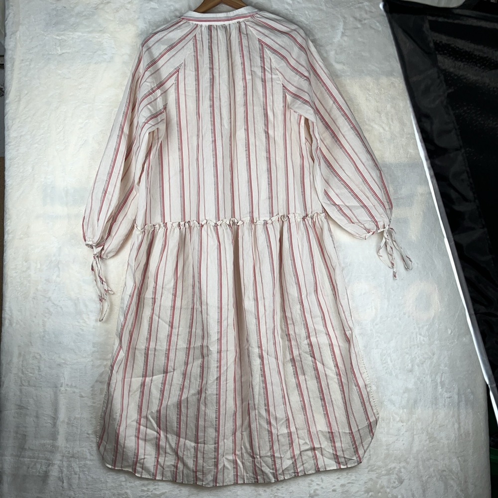 Zara Dress‎ Womens S Ivory Striped Peasant Boho Bohemian Beach Minimalist Retro - Picture 10 of 14